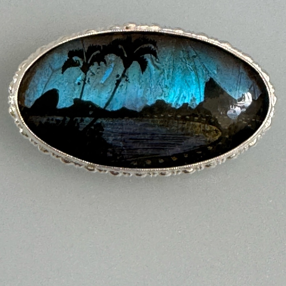 925 silver Brooch hand painted real art